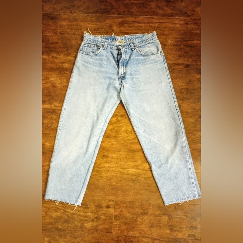 Old school Levi's Zip Fly (not new stretch denim), light blue.